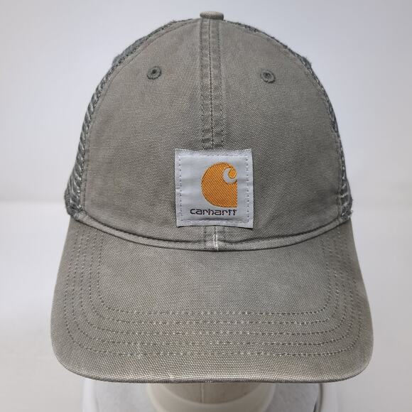 Carhartt Snapback Trucker Hat Gray One Size Adjustable Mesh Back Patched Logo - Picture 2 of 10